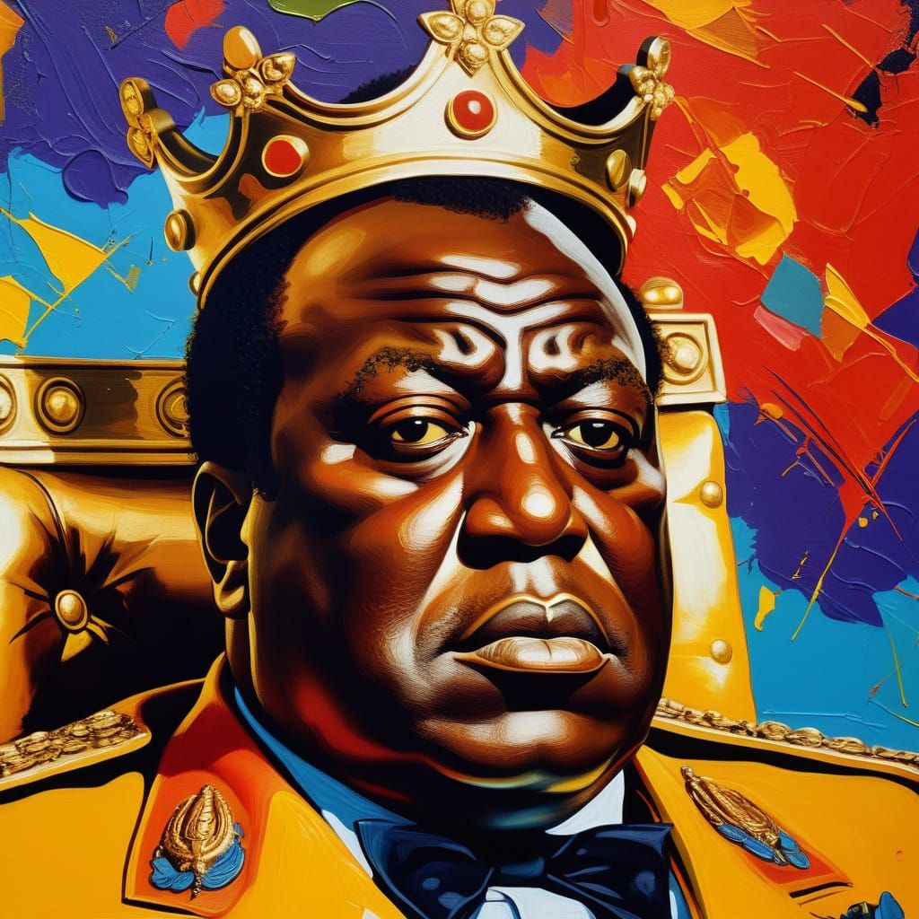 Surreal Pop-Art Portrait of Idi Amin on Throne