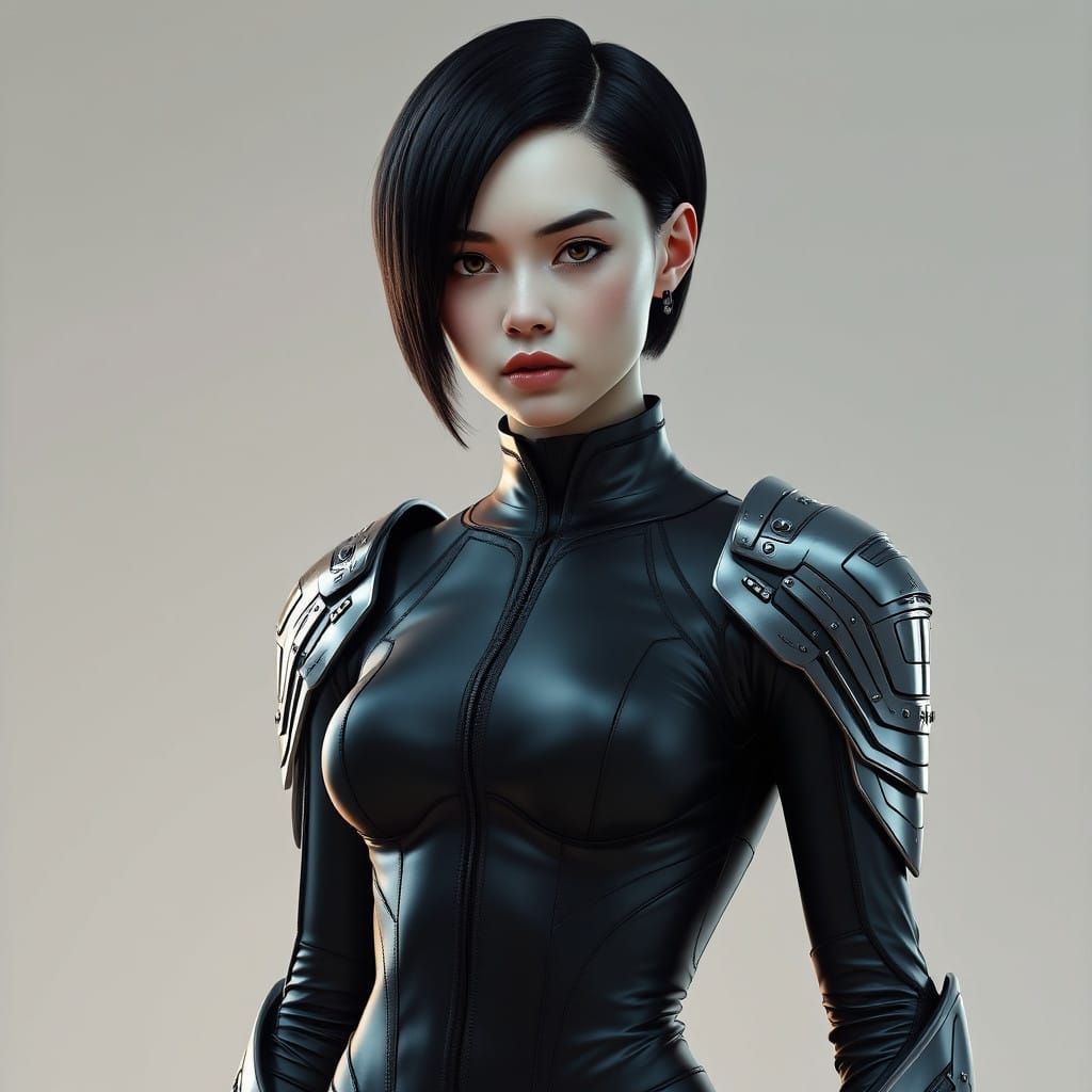 Young Warrior in Futuristic Armor, Anime Style