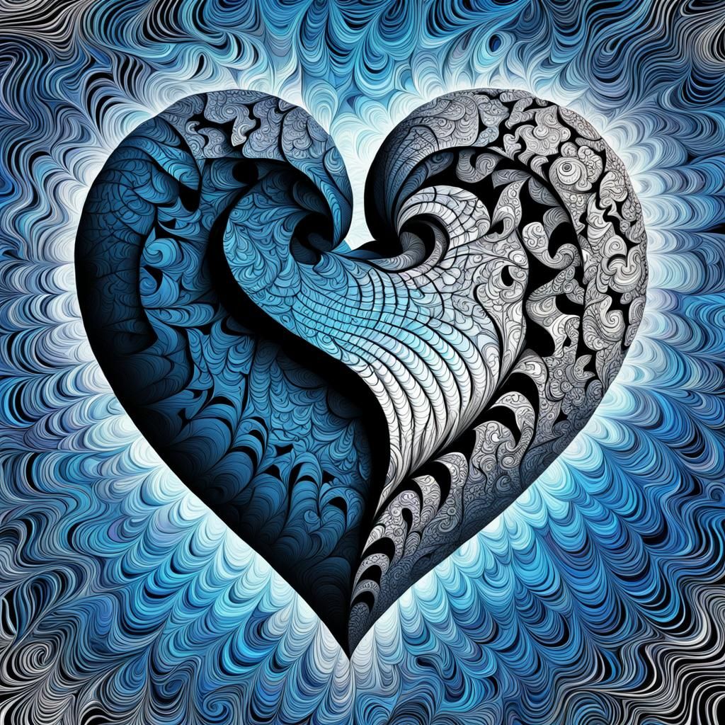 Demonic Broken Heart in Abstract Fractal Art