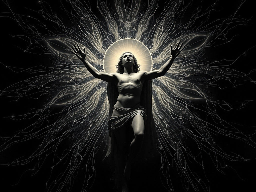 Futuristic Vitruvian Human in Chiaroscuro