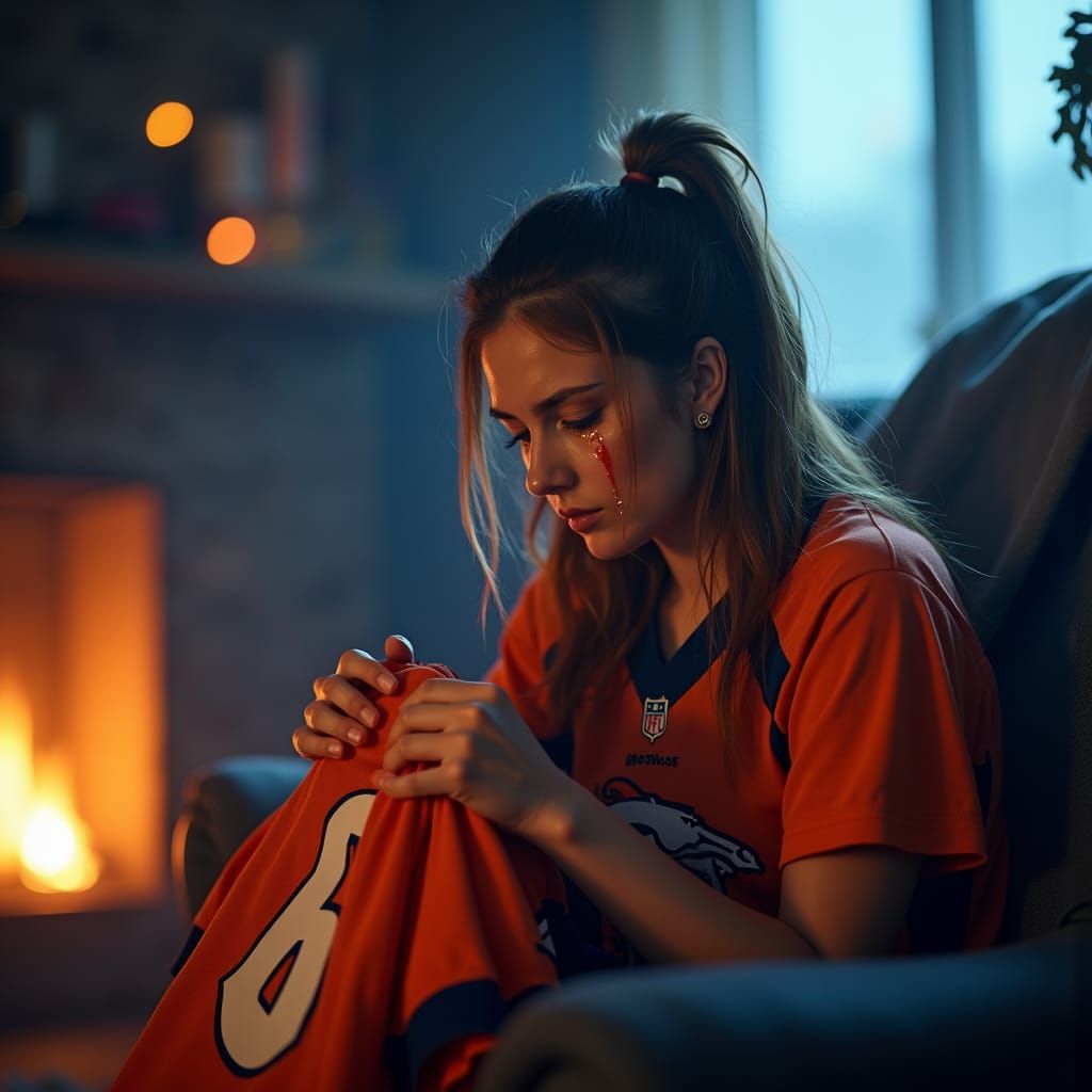 Heartbroken Fan in Denver Broncos Colors