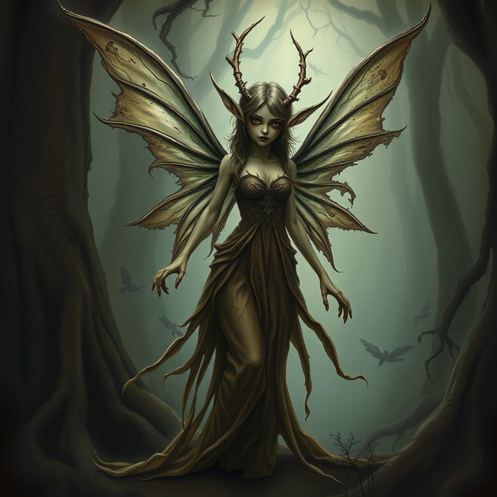 Terrifying Fae Fairy in Mystical Forest