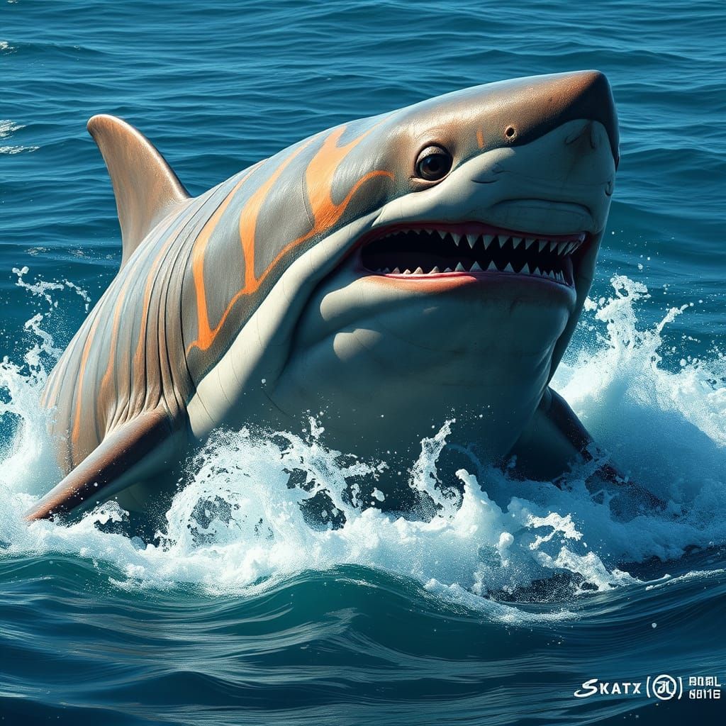 Megalodon Breaching: A Fantasy Concept Art Piece