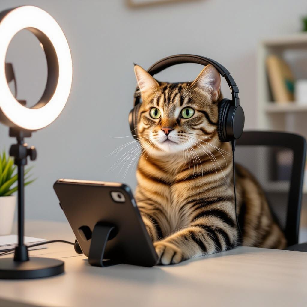 Gen Z Cat Recording a Video