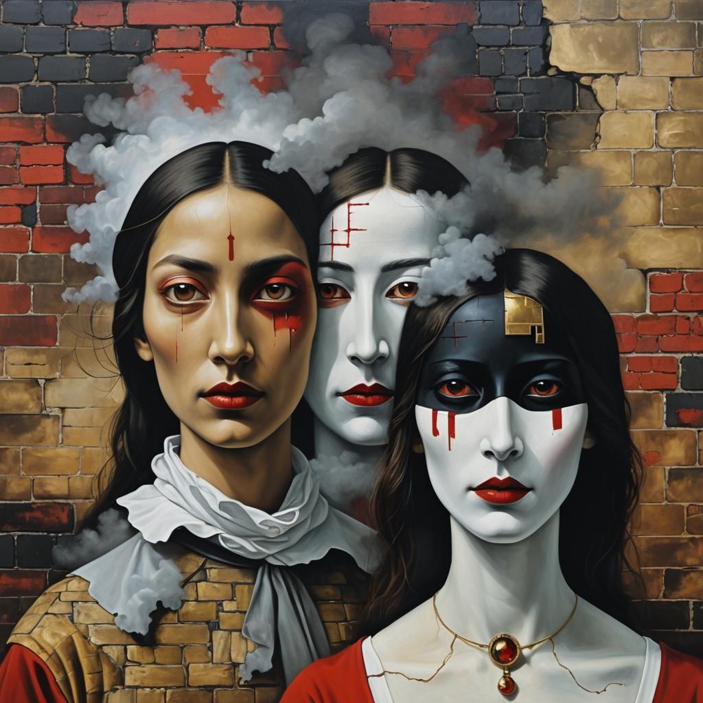 Surreal Portrait of a Diverse Couple in Digital Painting
