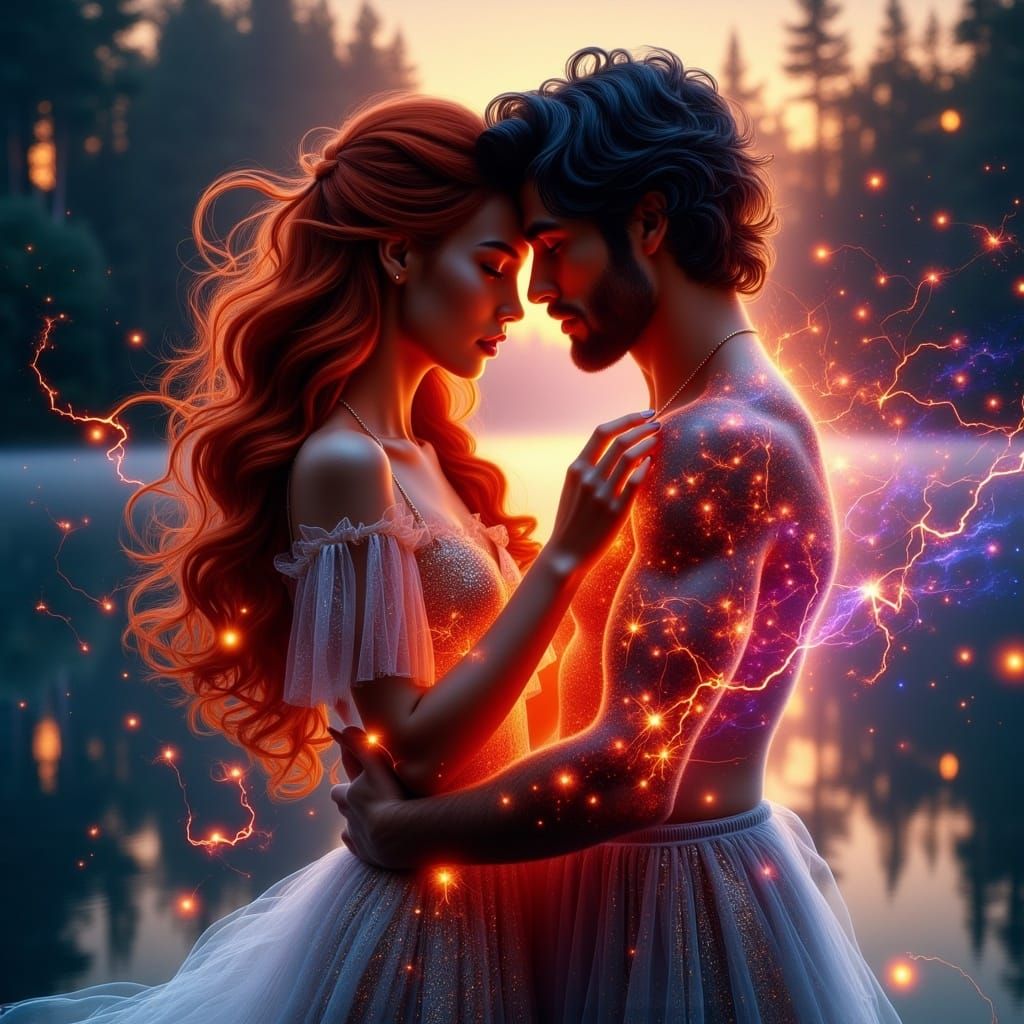 Electrifying Love: Couple Dancing Under the Stars