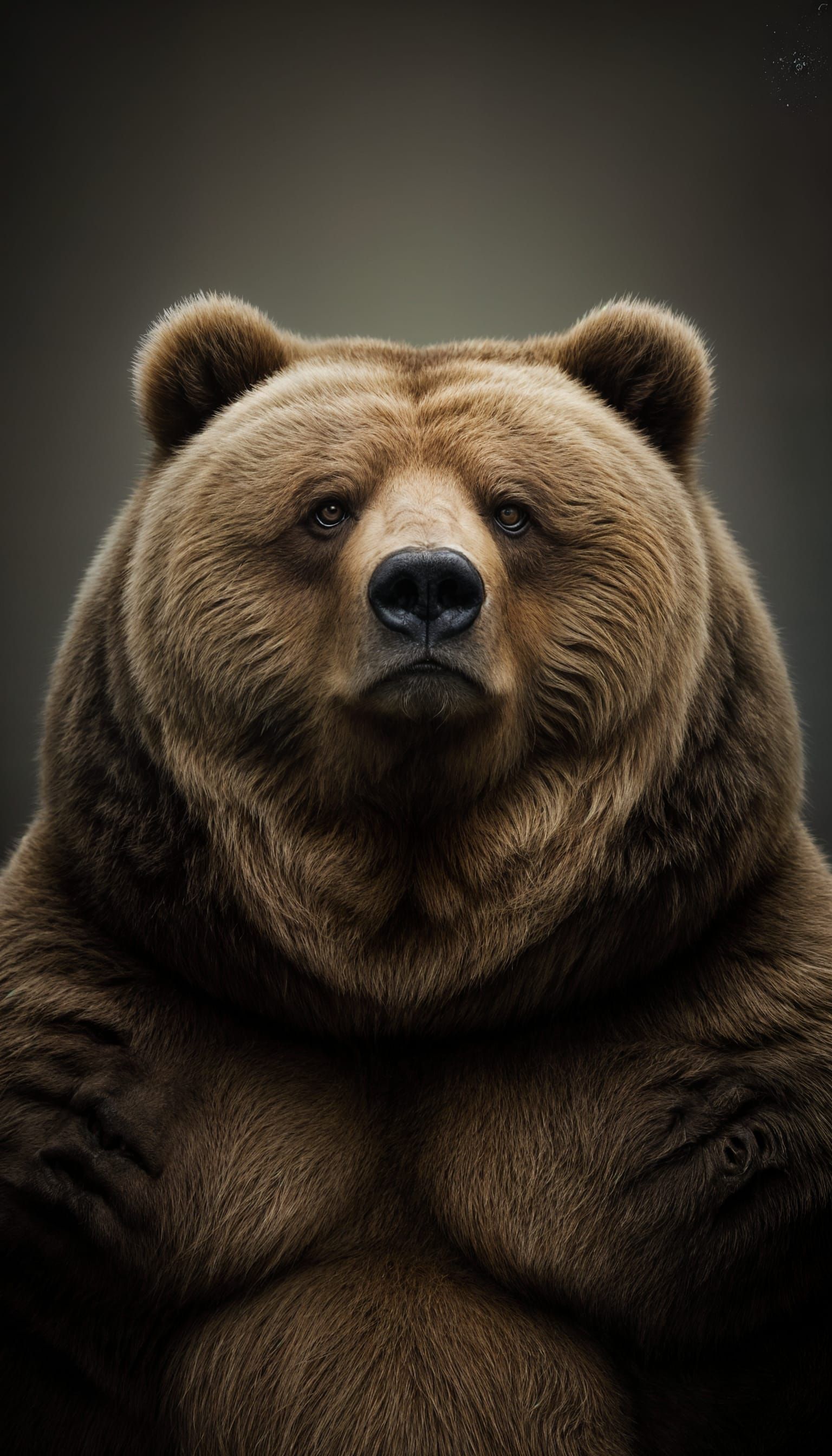 Obese Grizzly Bear in Studio Oil Painting