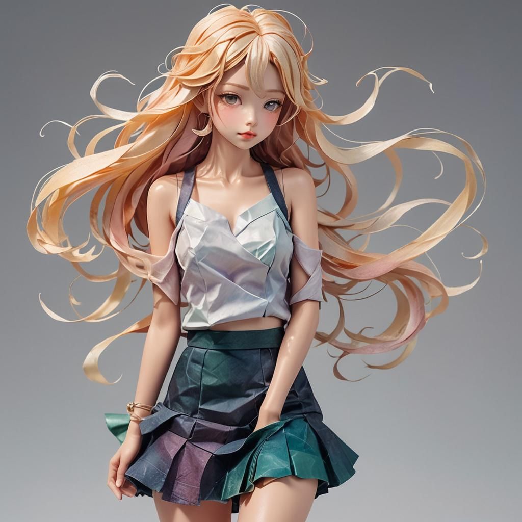 Elegant Origami Paper Folds in Soft Pastel Colors