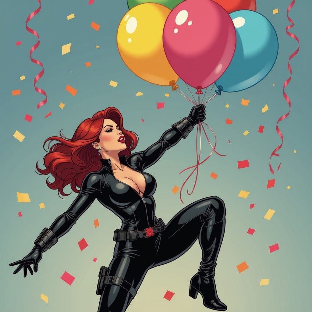 Black Widow's Explosive Party: Adi Granov Style