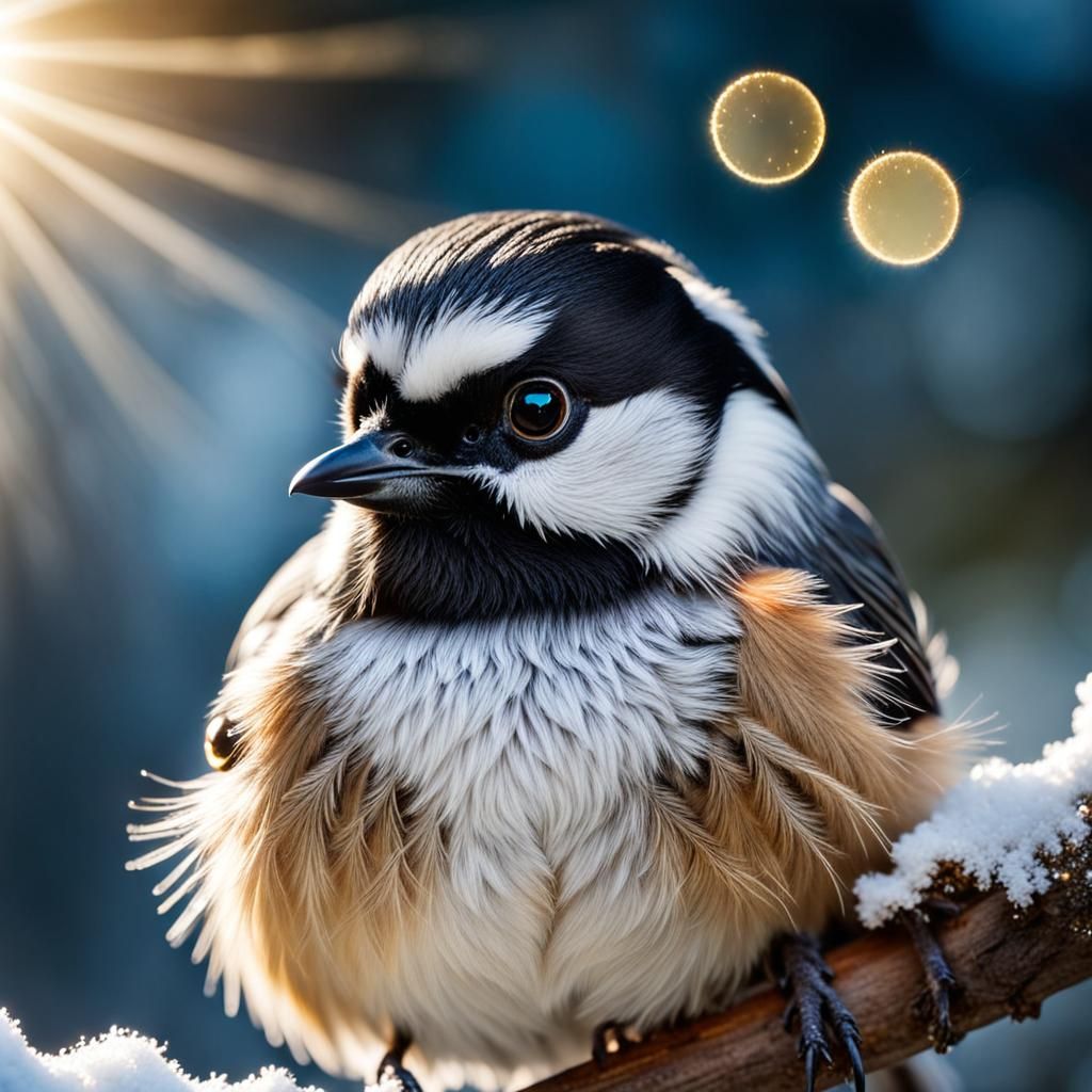 Chickadee Portrait with Starlight Eyes