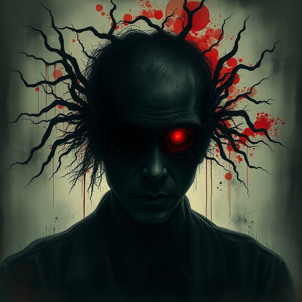 Dark, Ominous Mind of a Serial Killer Illustration