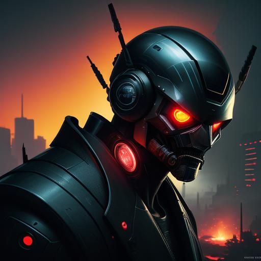 Robots Battle in Abandoned City at Dusk