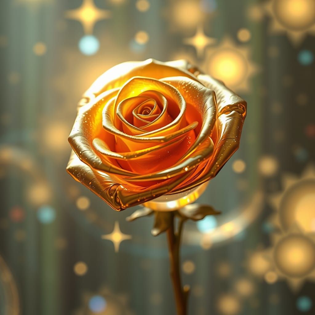 Glass Gold Rose in Astral Style