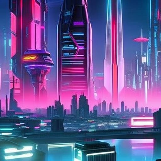 Cyberpunk Cityscape: Neon Skyline of the Future