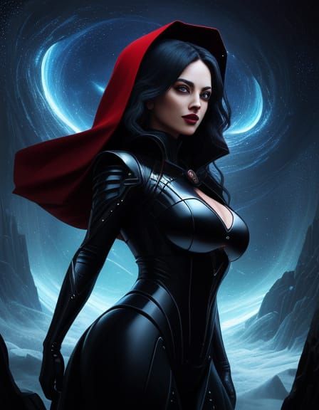 Surreal Gothic Knightess in a Futuristic Landscape