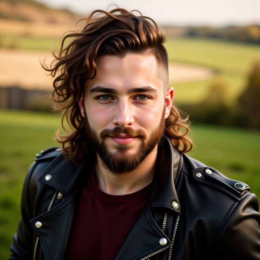 Handsome man in leather jacket