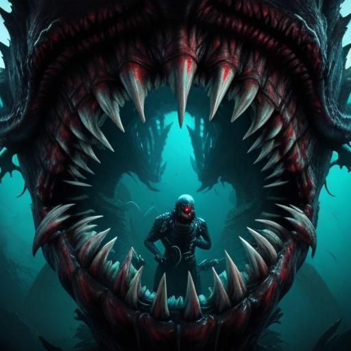 Colossal Symbiote Creature Rising from the Deep