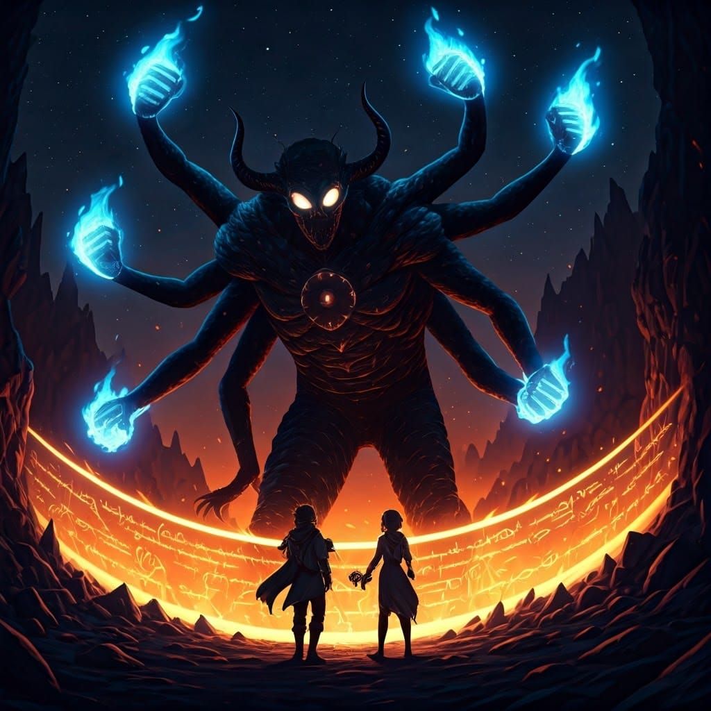 Bill Cipher Battles Blight Twins: Digital Matte Painting