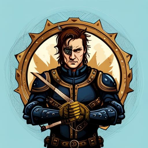 Dark Knight with Crossbow in Steampunk Style