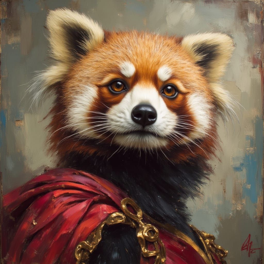 Red Panda Superhero Soaring Through the Sky