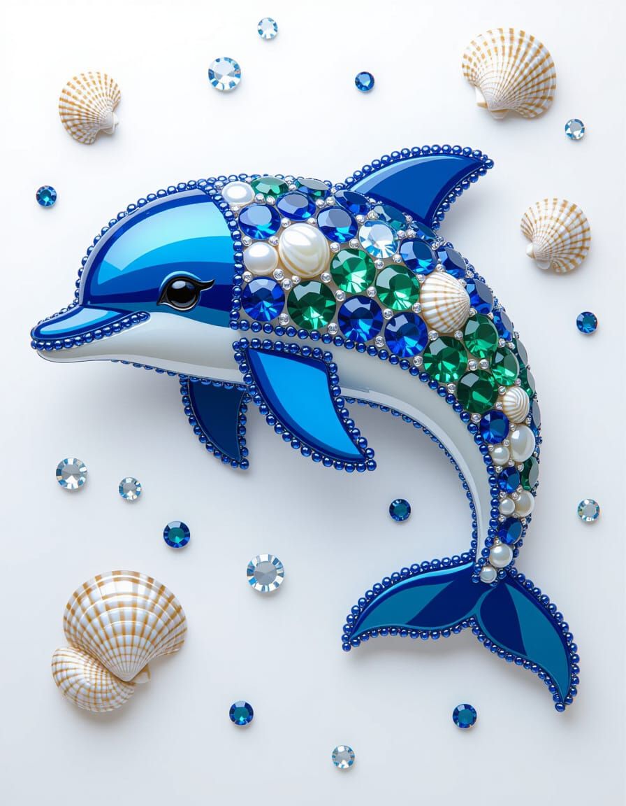 Iridescent Dolphin Sculpture in Pop Art Style