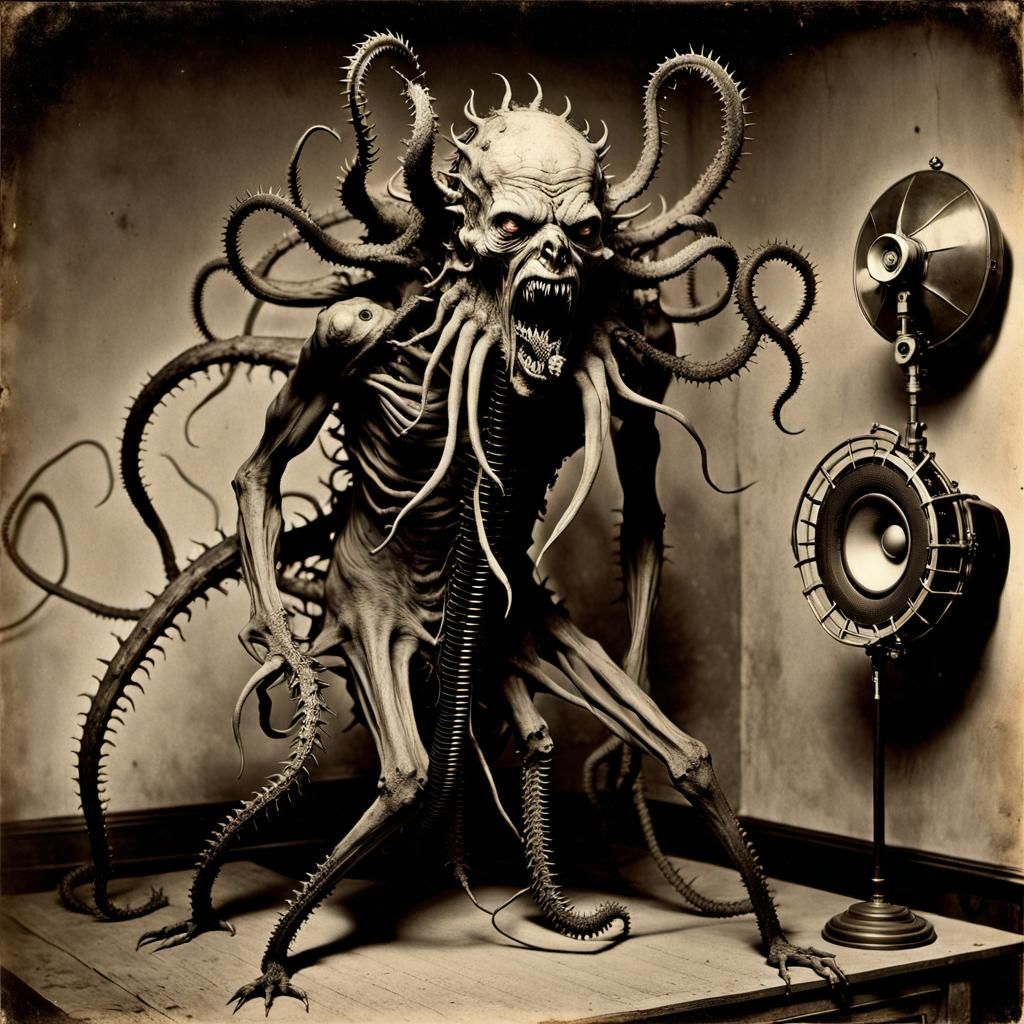 Repulsive Undead Humanoid in Grimy Laboratory