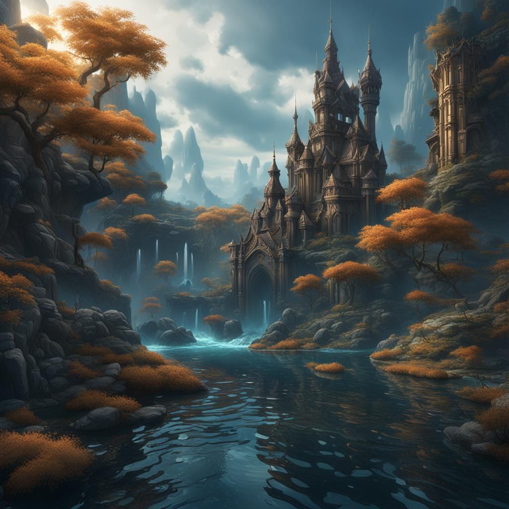 Fantastical Detailed Matte Painting of Water