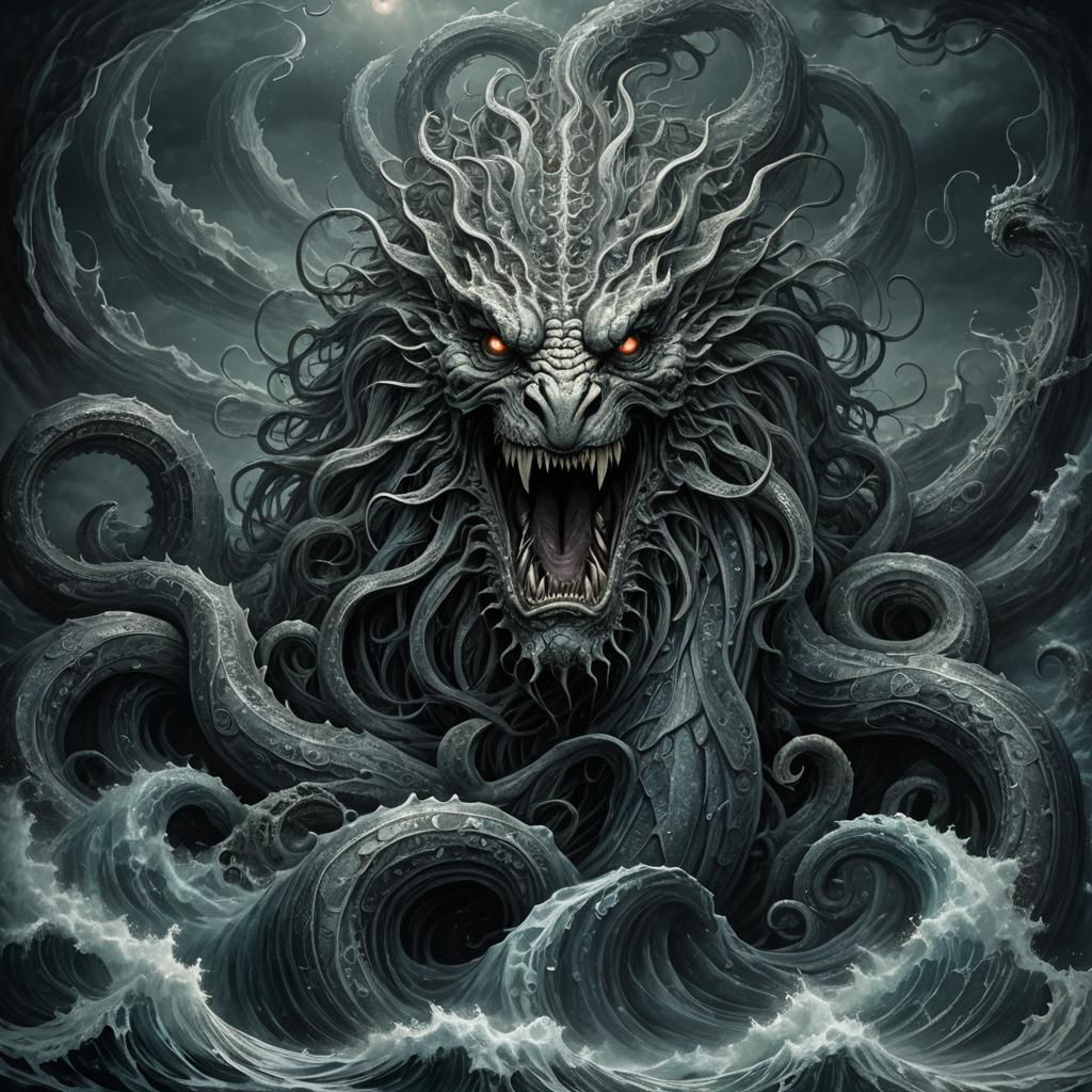 Sea Leviathan Rising: a Horror Art Portrait