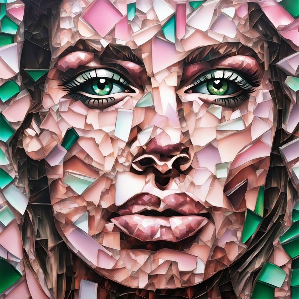 Crystalline Woman: Mosaic-Inspired Digital Art