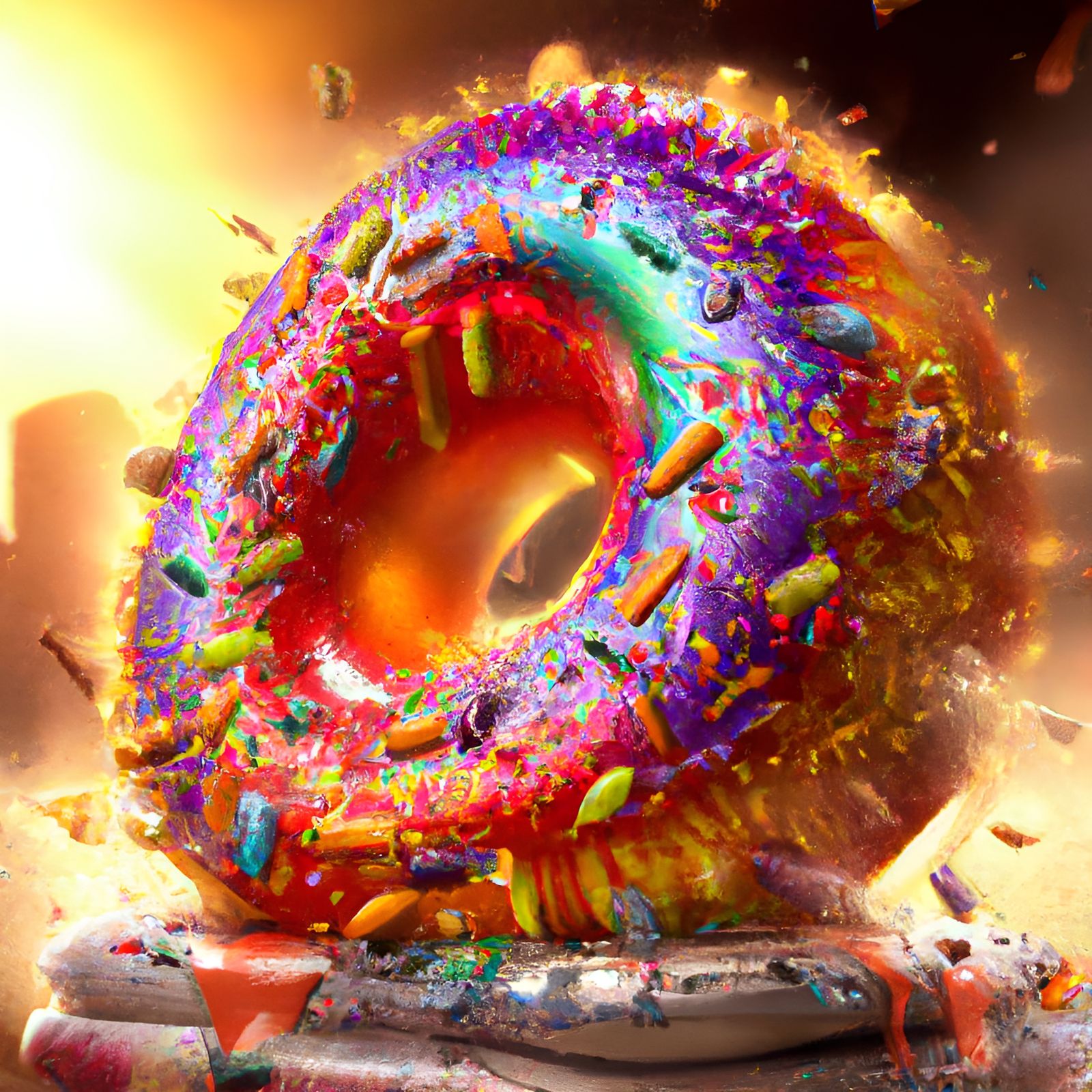Hyperrealistic Donut Portrait in a Candy Shop