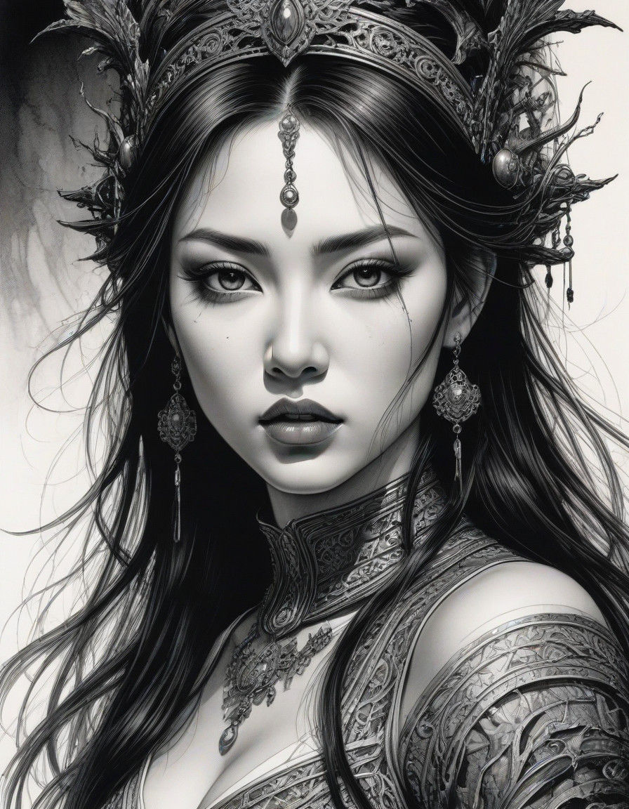 Mystical Asian Enchantress in Dark Fantasy Style