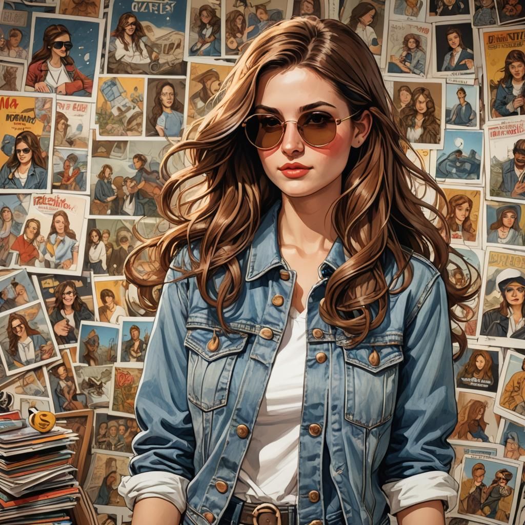 Cool Girl in Denim: Pin-Up Comic Book Style