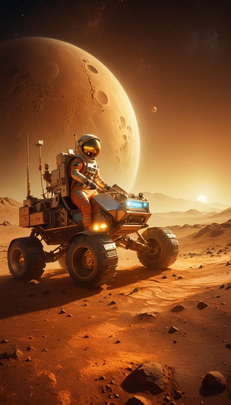 Astronaut Rides Mars Rover on Moon in Detailed Concept Art