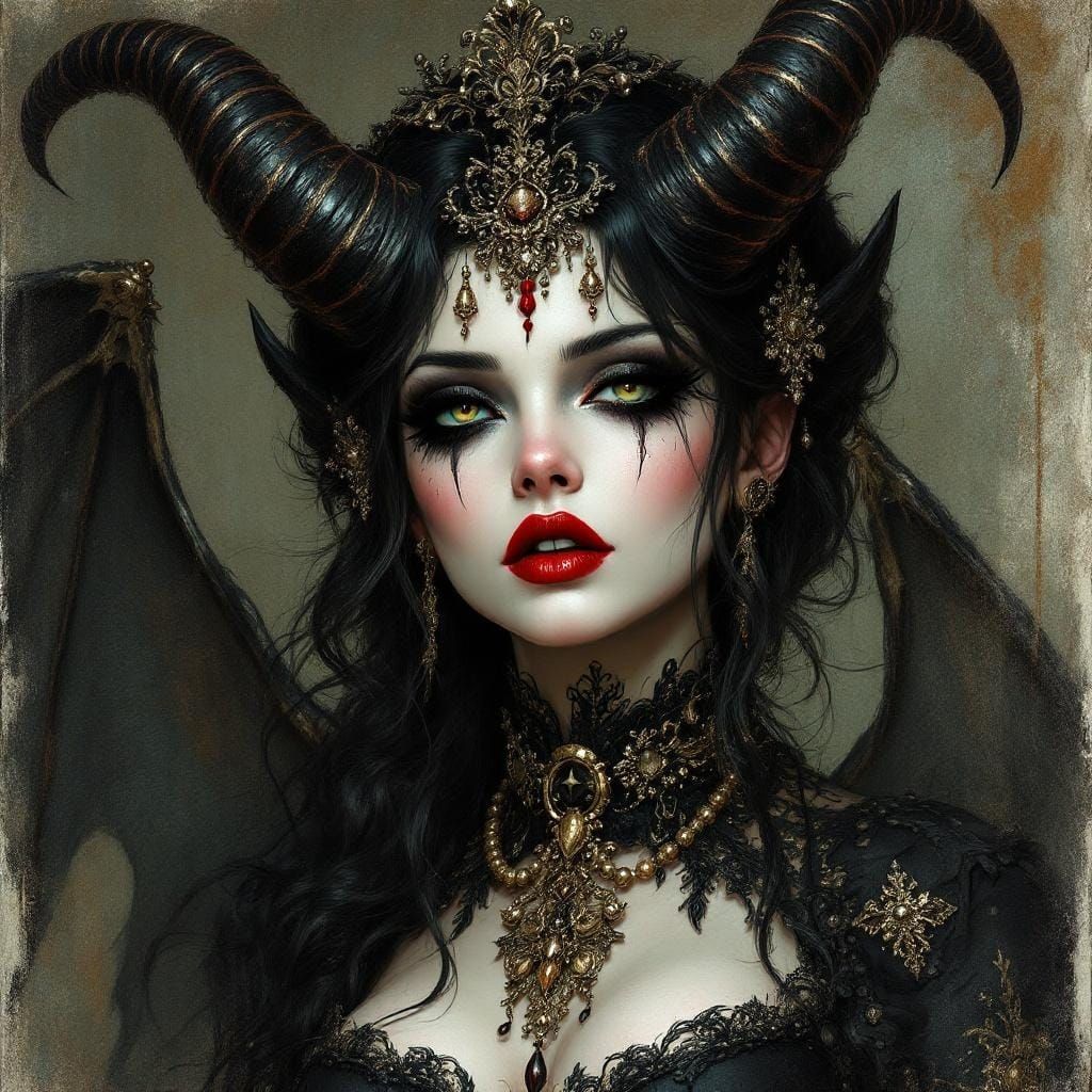 Demoness Portrait in Victorian Style