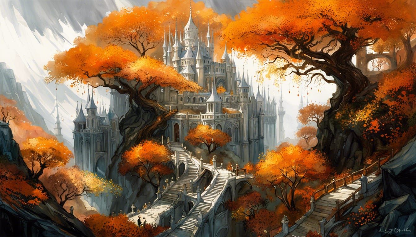 Elven Kingdom: A Watercolor Fantasy Landscape