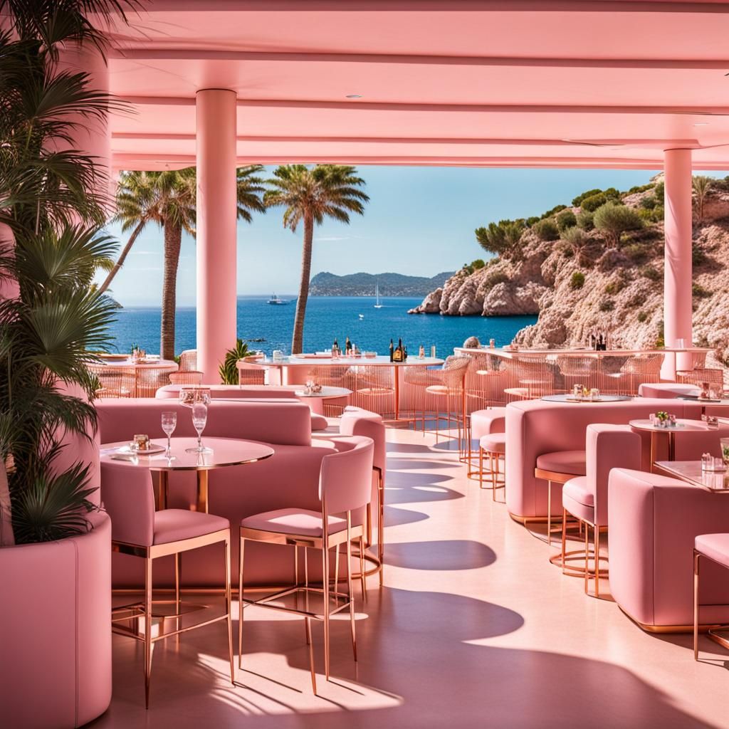 Rose Gold Beach Bar with Mallorca Sea View