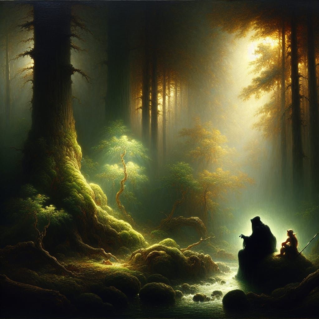 Ethereal Forest Conversation in Romantic Style