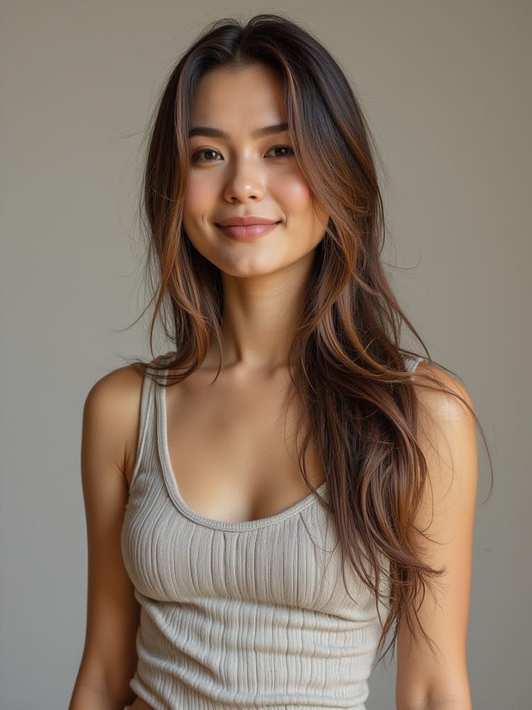 Detailed Portrait of a Young Woman in Soft Studio Lighting