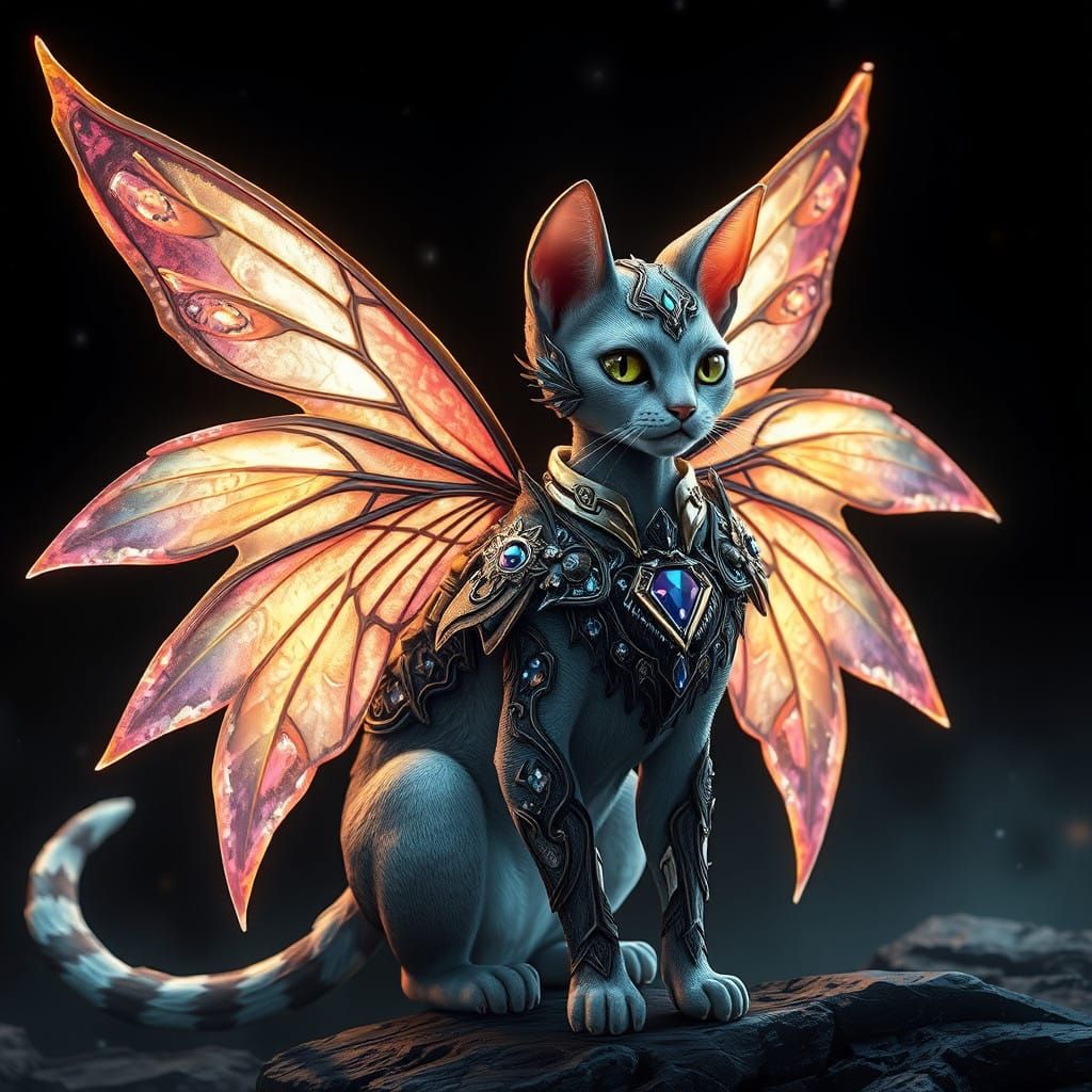 Regal Fairy Cat in Solana Crypto Armor