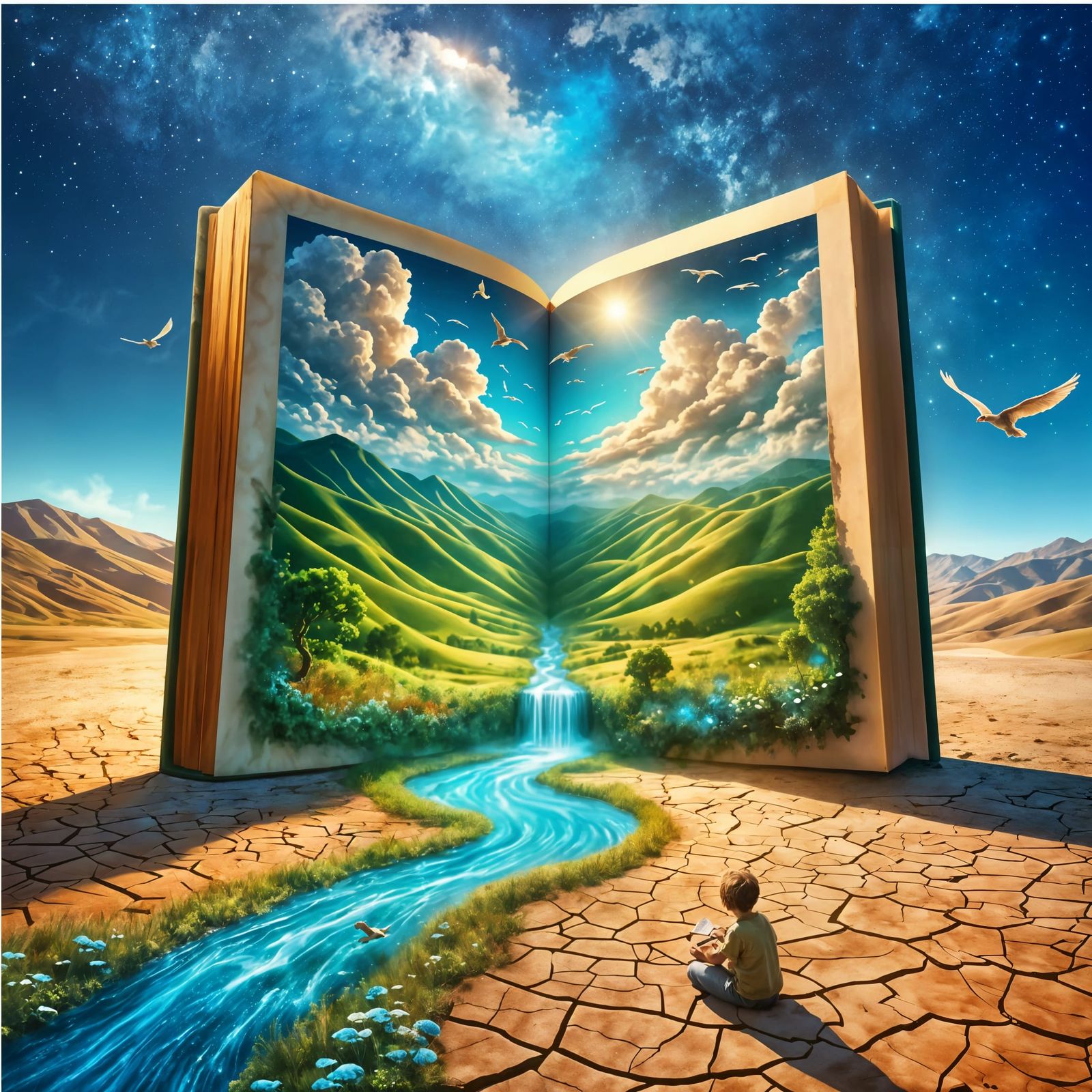 Open Book Portal to Vibrant Worlds