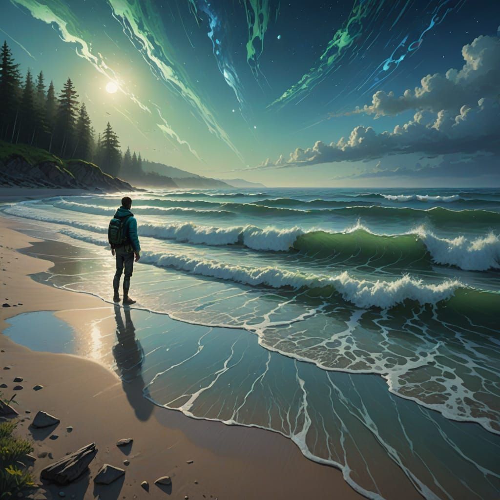 Eerie Beauty: Solitary Figure in Dreamlike Surrealism