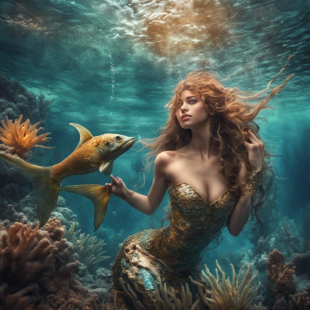 Beautiful Mermaid Portrait in Tropical Setting