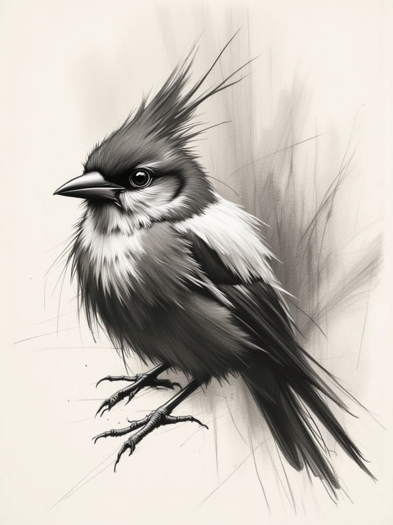 Gouldian Finch in Charcoal Sketch Style