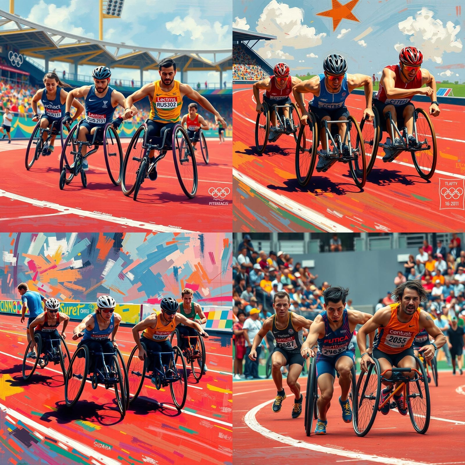 Paralympic Athletes: Expressionist Oil Painting