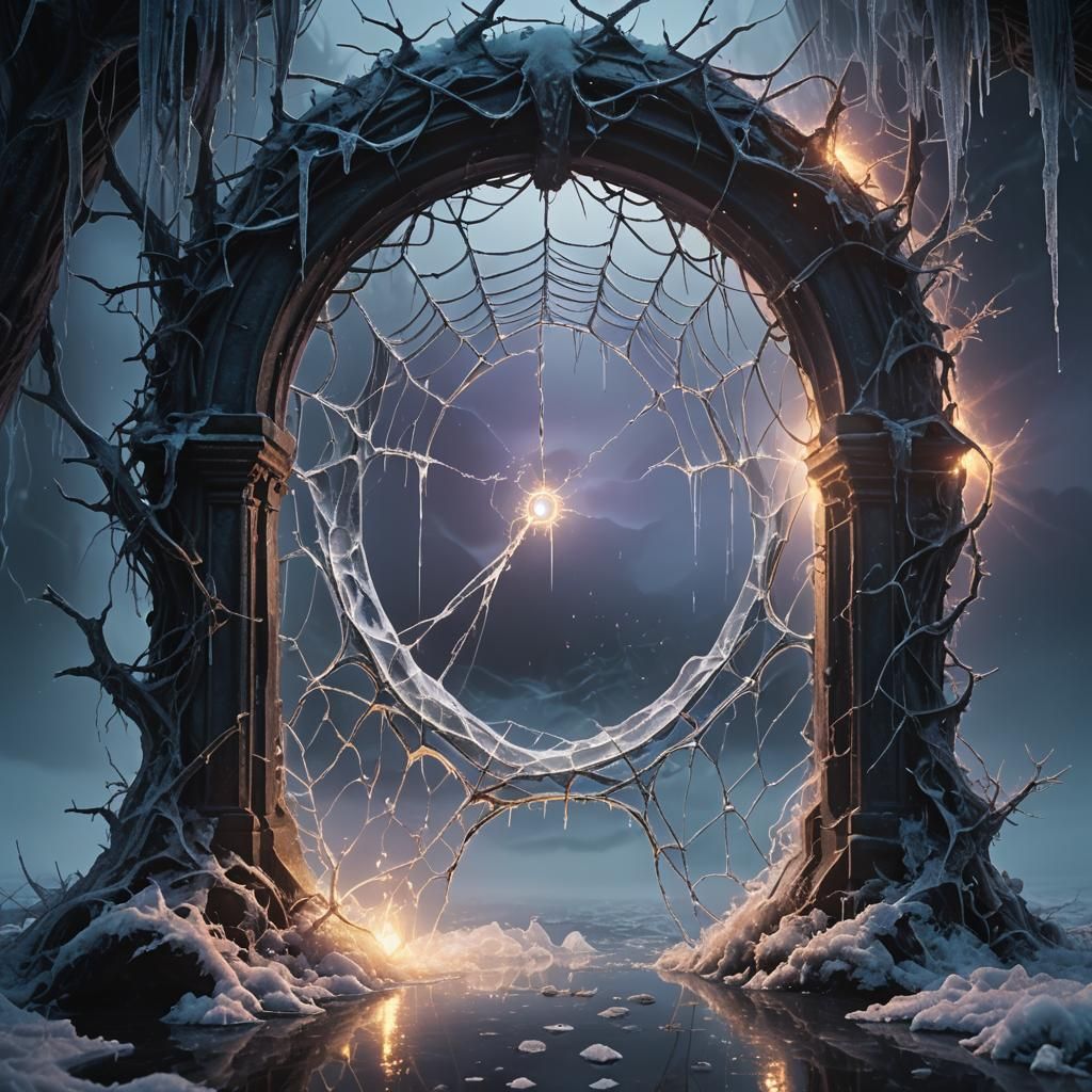 Eerie Glowing Portal Between Realms in Dark Fantasy Style