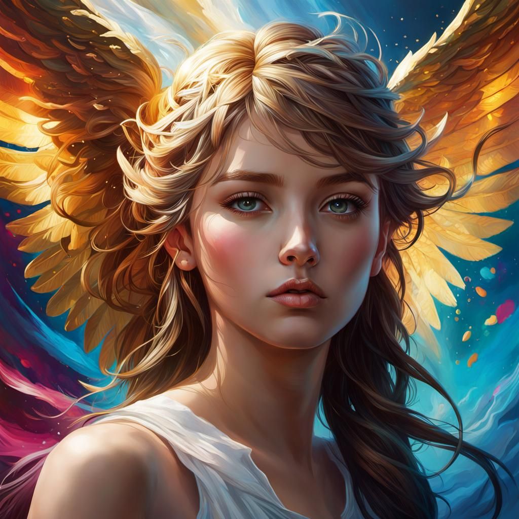 Hyperrealistic Angel Concept Art with Side Lighting