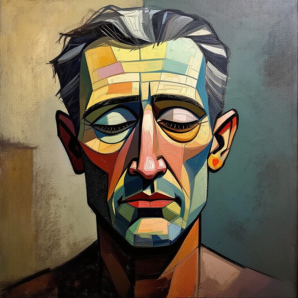 Ancient Face Oil Painting with Ethereal Light