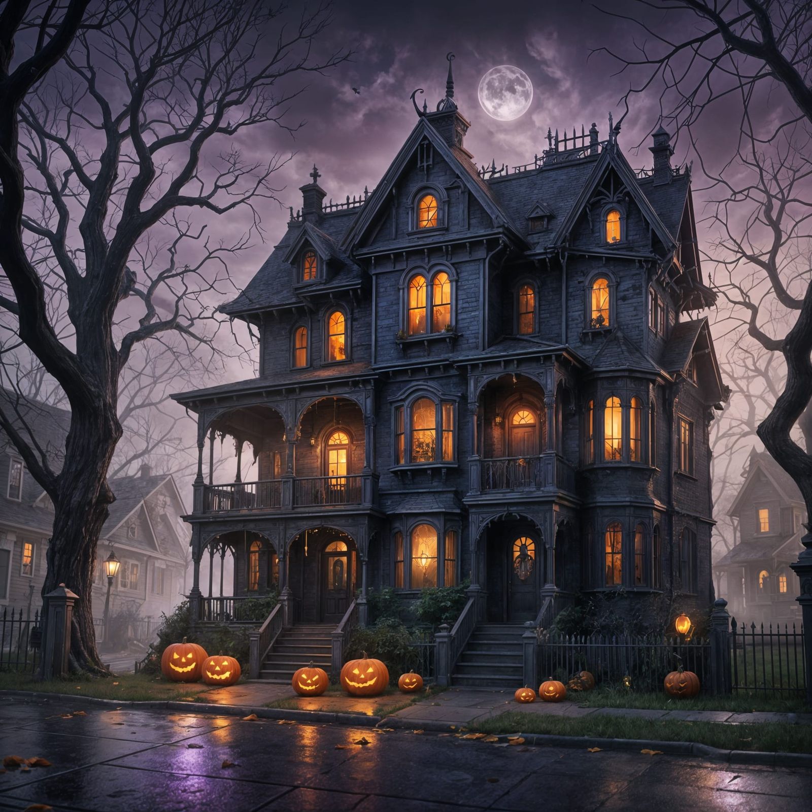 Halloween in a 90s Neighborhood: Matte Painting