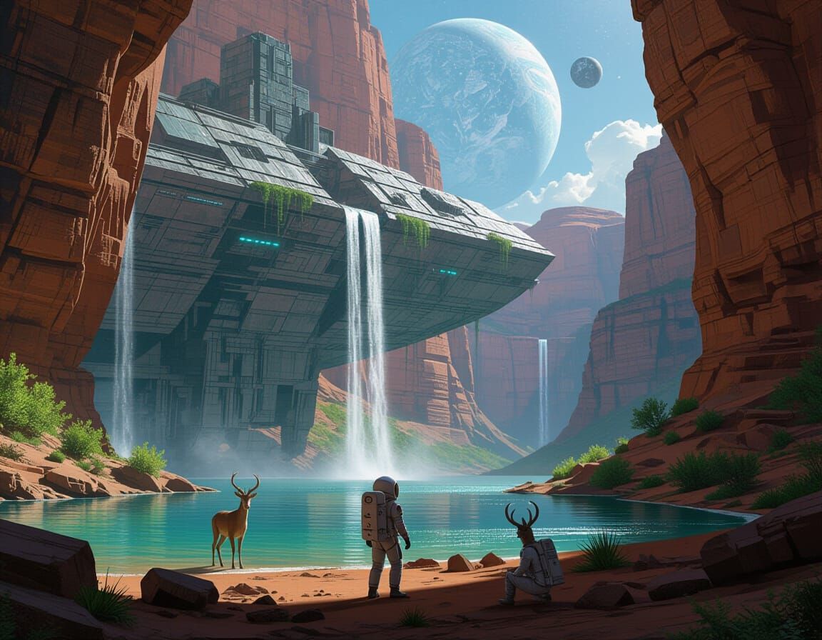 Surreal Desert Sunrise with Celestial Figure in Cinematic St...