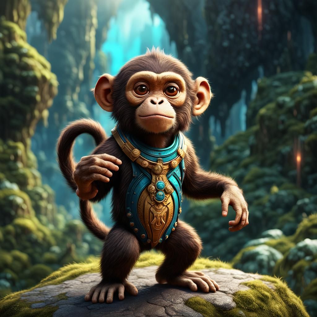 Monkey with Human Head: Detailed Matte Painting